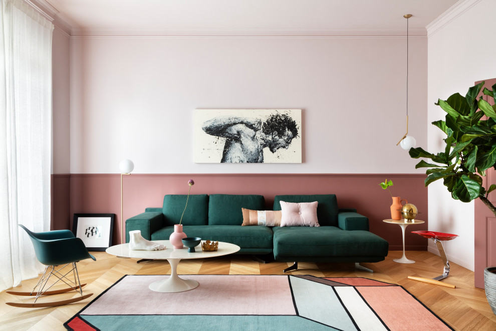 Trendy living room photo in Milan