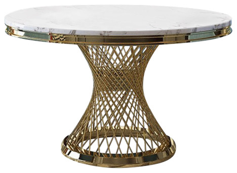 Modern Pedestal Dining Table Faux, Faux Marble Tabletop