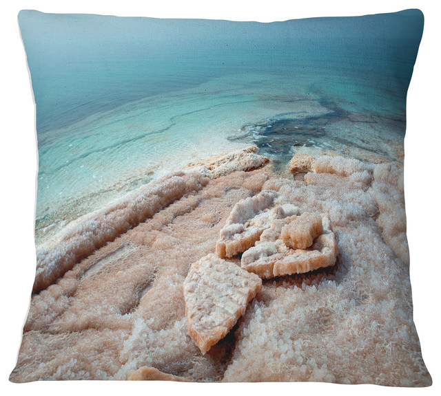 Dead Sea Beach With Crystallized Salt Seashore Throw Pillow