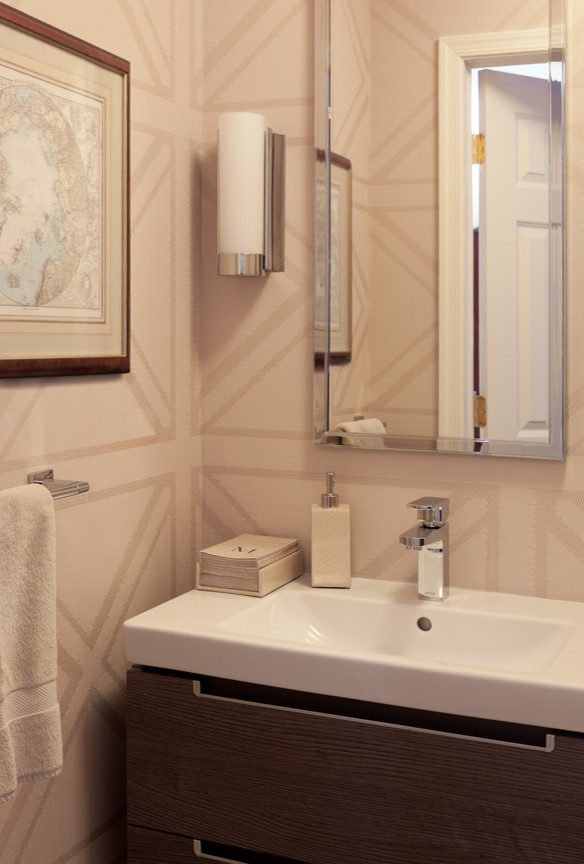 This is an example of a transitional powder room in New York.