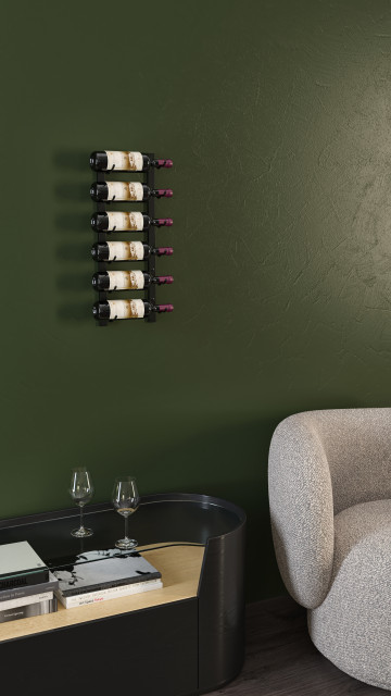 W Series Wine Rack 2 Wall Mounted Modern Metal Bottle Storage, 6 ...