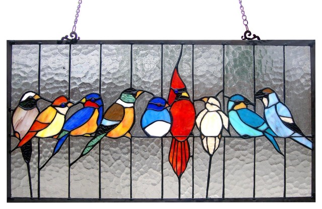 Chloe Lighting Featuring Birds In The Cage Window Panel CH1P543RA25-GPN