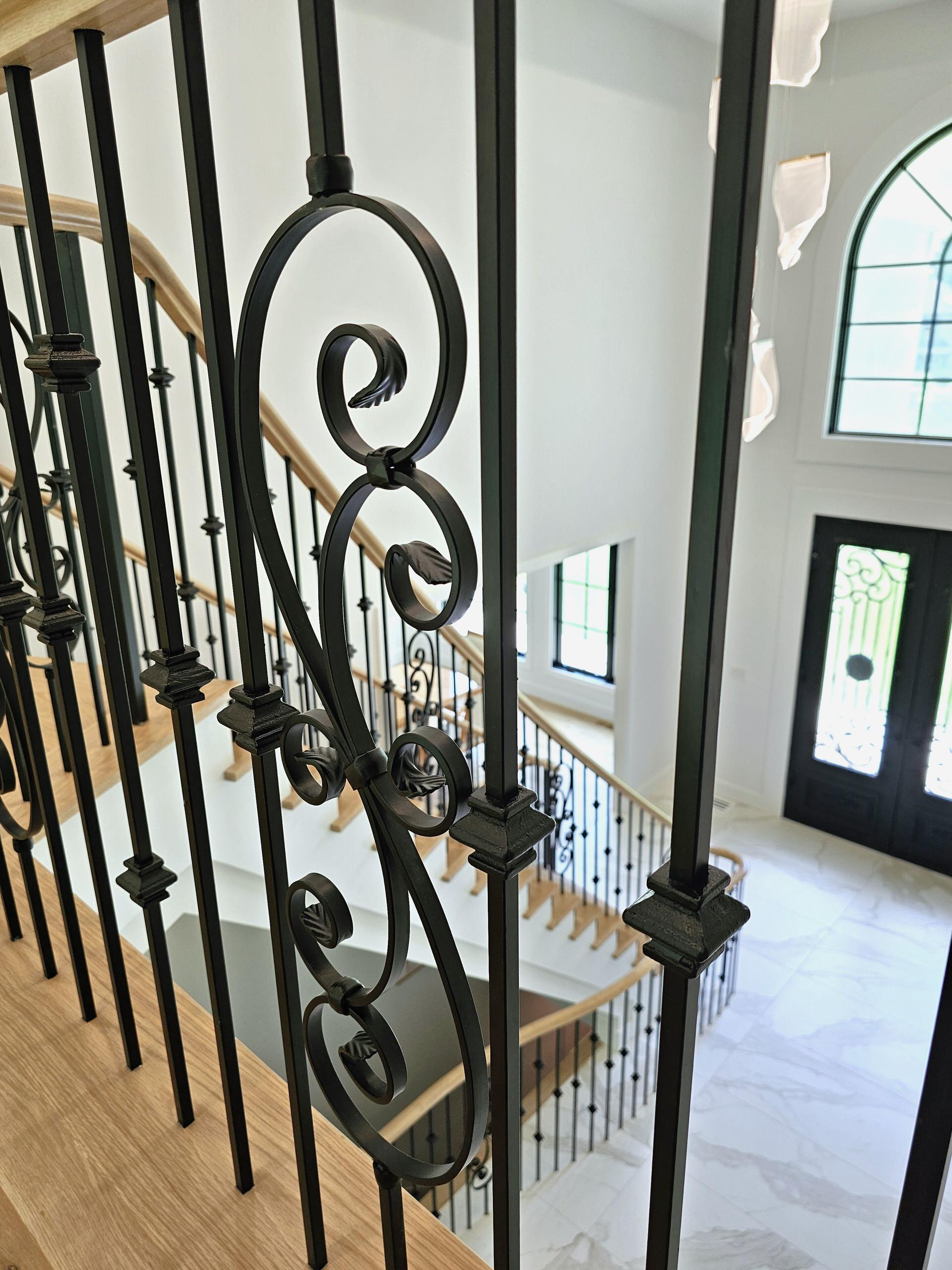 120_Luxurious White Oak Stair with Iron Balusters, Great Falls, 22066