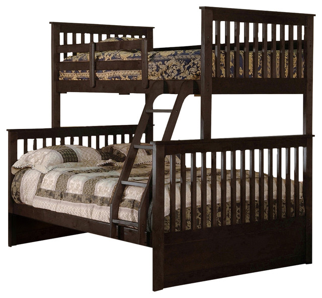 Wood Twin Over Full Bunkbed Espresso Transitional Bunk Beds Wood Twin Over Full Bunkbed Espresso Transitional Bunk Beds By Titanic Furniture Inc