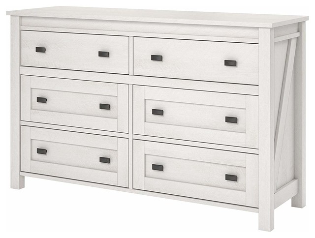 Farmhouse Double Dresser Mdf And Particleboard 6 Drawer Bronze