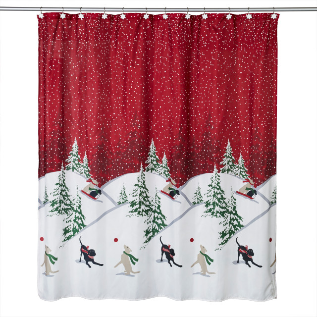 SKL Home Winter Dogs Shower Curtain and Hook Set Contemporary