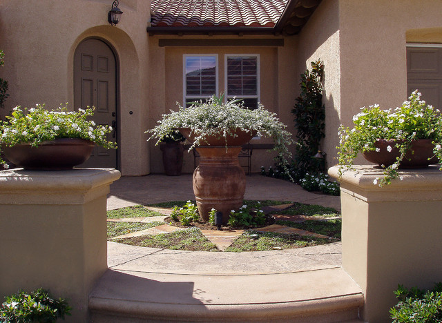 Welcoming Entryway with Pot Focal Point - Mediterranean - Landscape - santa barbara - by Donna ...