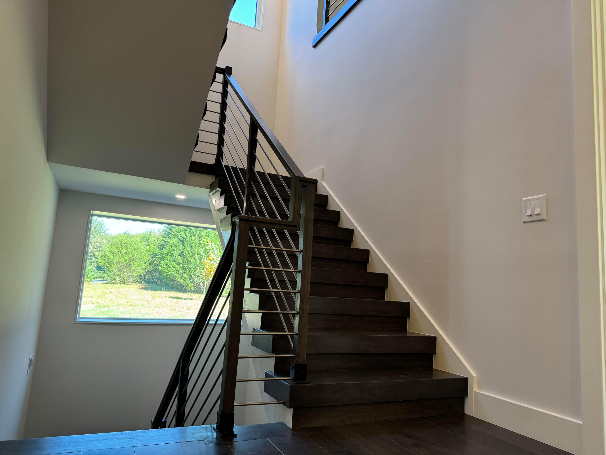 137_Transitional Maple Staircase with Stainless Steel Rail, Clifton, VA 2014