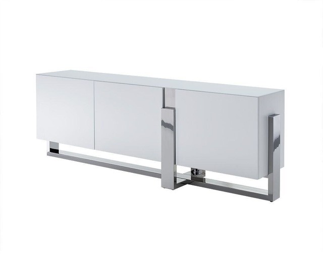 Elegant Storage Credenza Stainless Steel Accents Contemporary