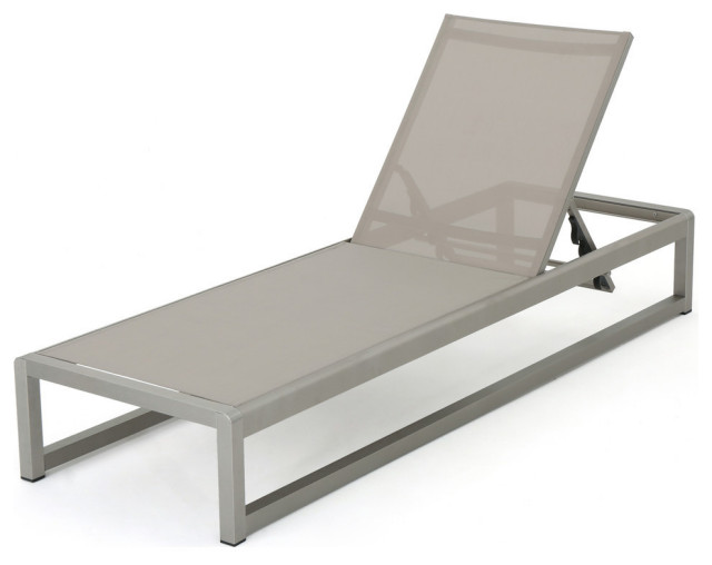 Gdf Studio San Luis Outdoor Gray Mesh Chaise Lounge With Silver Gdf Studio San Luis Outdoor Gray Mesh Chaise Lounge With Silver Aluminum Frame Contemporary Lounges By Gdfstudio