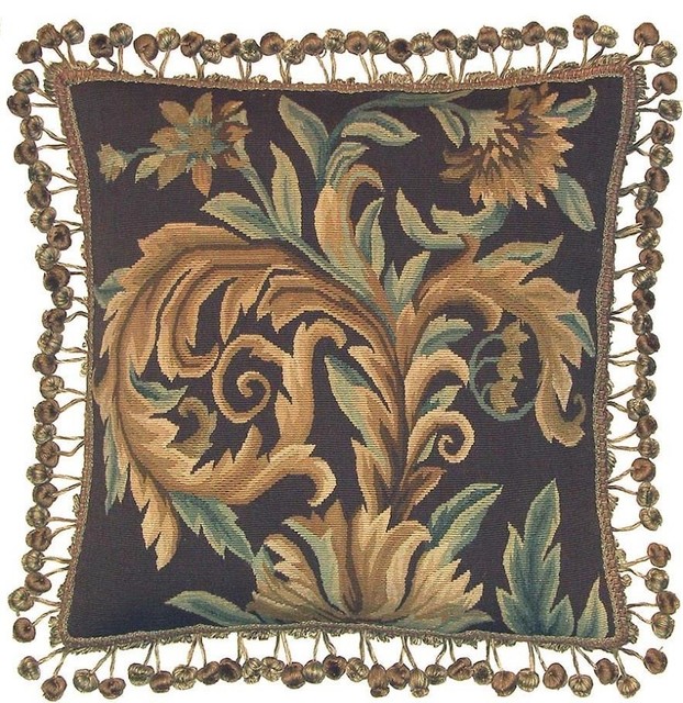 New Aubusson Throw Pillow 20 X20 Handwoven Traditional