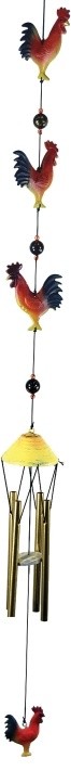 36 Inch Rooster Themed Poly Resin Animal String Wind Chime