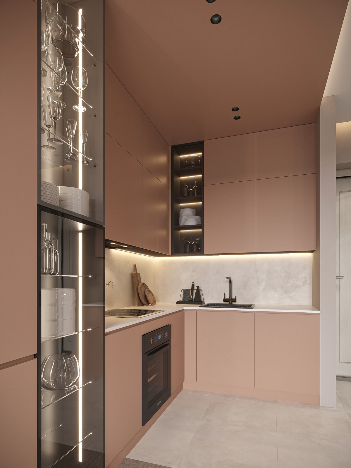 Дизайн проект однокомнатной квартиры в темных оттенках