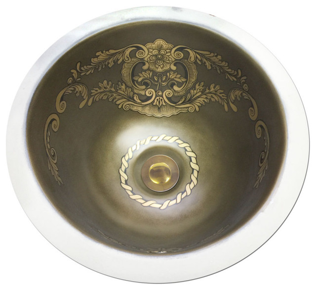 Hand Painted Sink "BRONZE LEGACY" Round medium Undermount Sink
