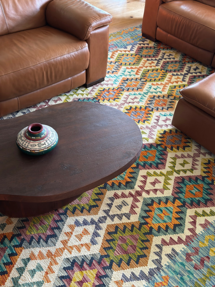 Bold and ethnic Transitional style Living/Dining room
