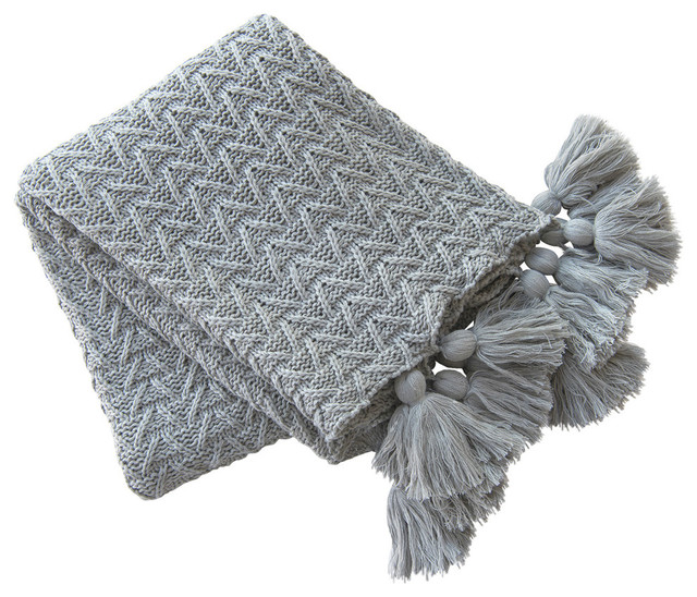 Knitted Tassel Throw Scandinavian Throws by Best Home Fashion Houzz