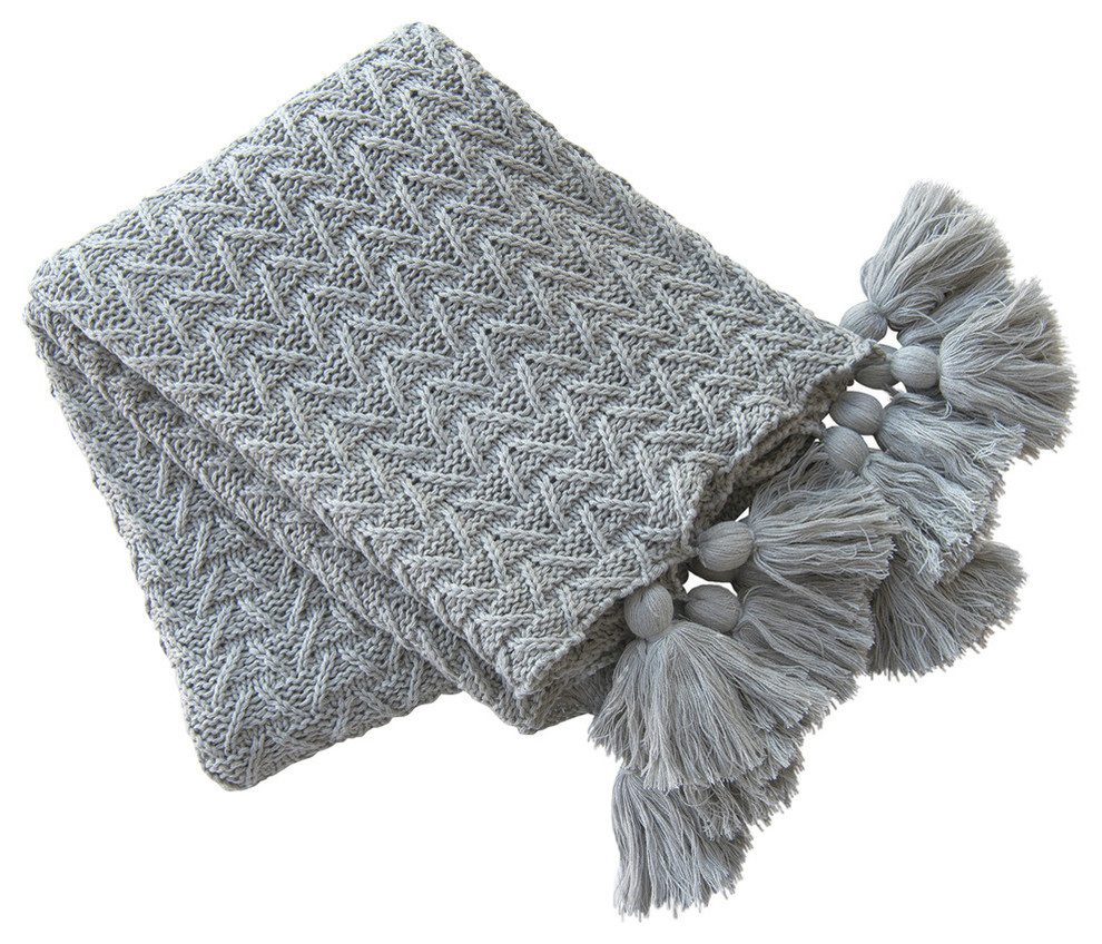 Knitted Tassel Throw Scandinavian Throws by Best Home Fashion Houzz