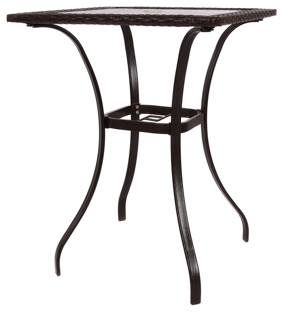 Stunning Outdoor Patio Rattan Square Table With Glass Top Tropical Outdoor Pub And Bistro Tables By Imtinanz Llc