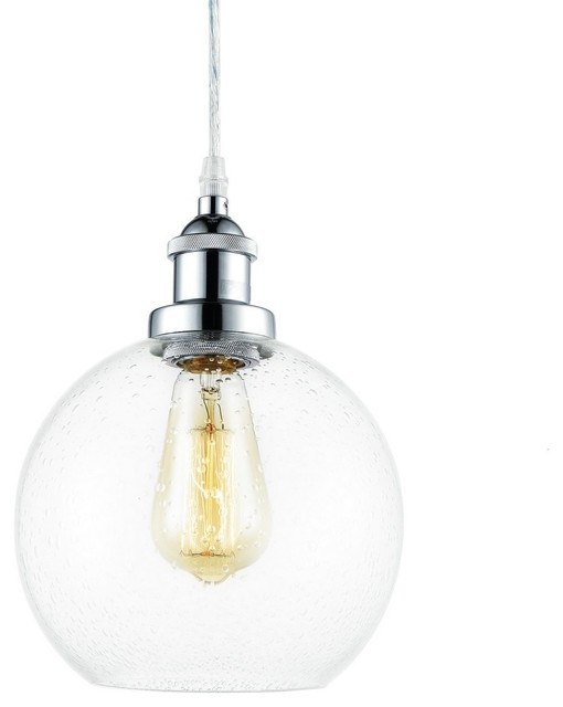 Vintage Bubble Glass Pendant Ceiling Lighting Hanging Light Chrome