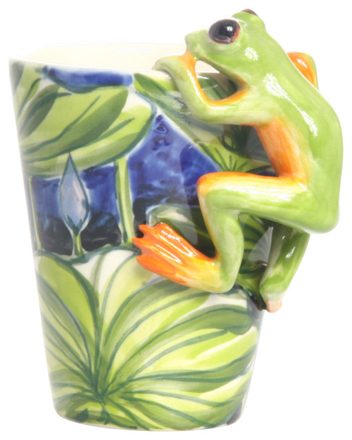 Frog 3D Ceramic Mug, Red And Black
