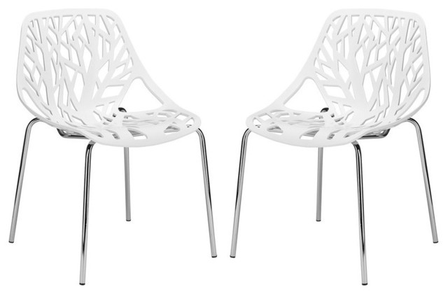 Birds Nest Dining Side Chair in White, Set of 2