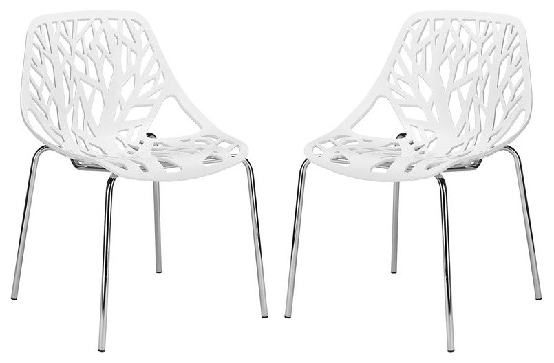 Birds Nest Dining Side Chair in White, Set of 2