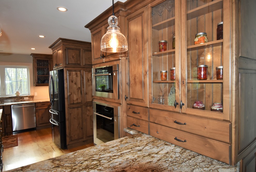 Inspiration for a huge rustic kitchen remodel with distressed cabinets