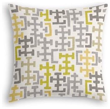 Gray & Citron Modern Cross Motif Custom Throw Pillow