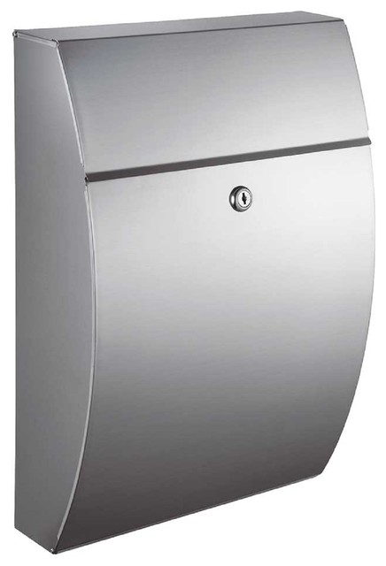 QualArc Glacial Locking Wall Mount Mailbox, Stainless Steel