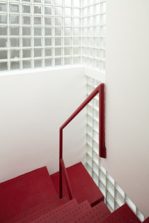 Amazing Bespoke Red Hot Perforated Steel Suspended Staircase by Diapo