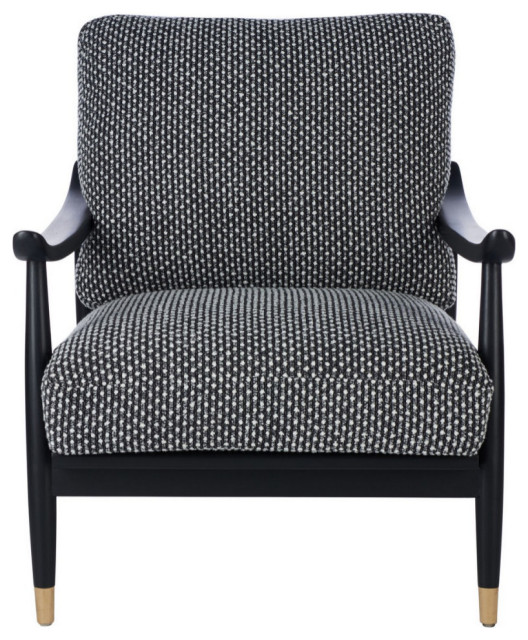 Virginia Mid Century Accent Chair, Black/White Modern Armchairs And