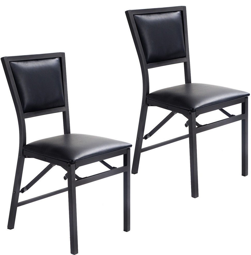 Classic Design Set of 2 Metal Folding Chair Dining Chairs Transitional Dining Chairs by