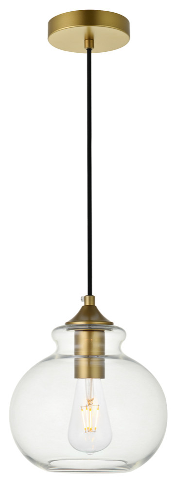 Destry 1 Light Pendant in Brass And Clear