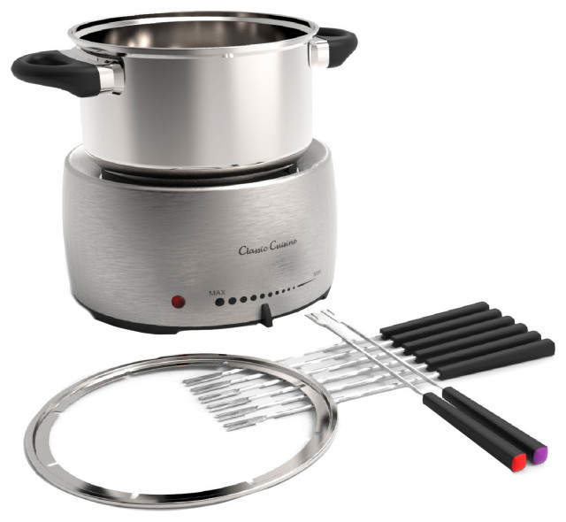 StainlessSteel Fondue Pot Set Electric Cooker Modern Fondue And