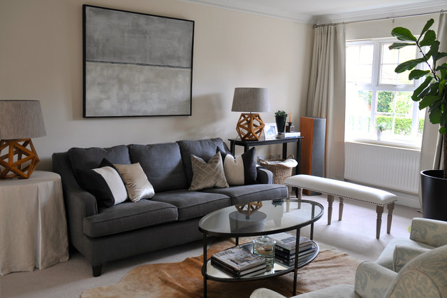 Neutral layered drawing-room transitional-living-room
