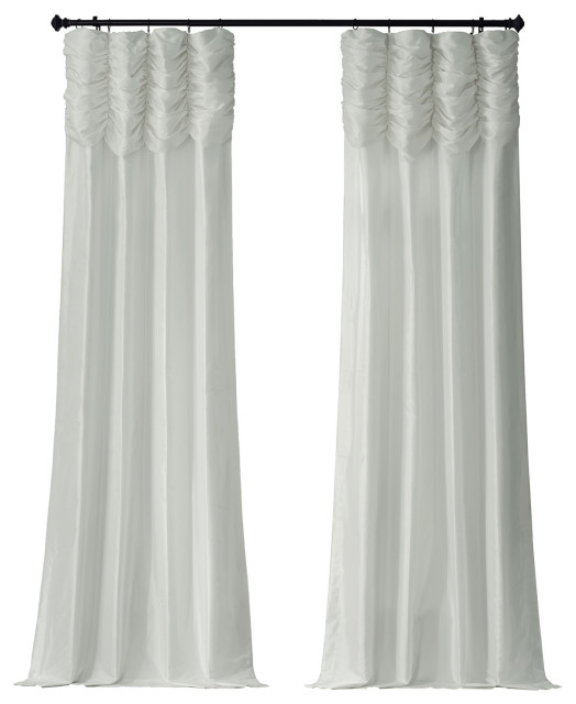 Ruched Eggs Fauxsilk Taffeta Curtain Single Panel Traditional Curtains
