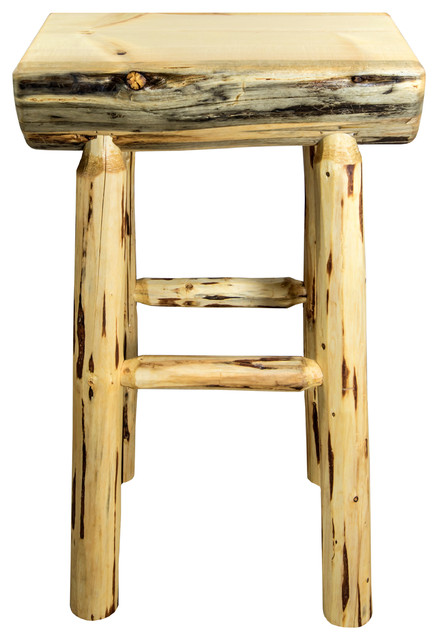 Montana Collection Counter Height Half Log Barstool Rustic