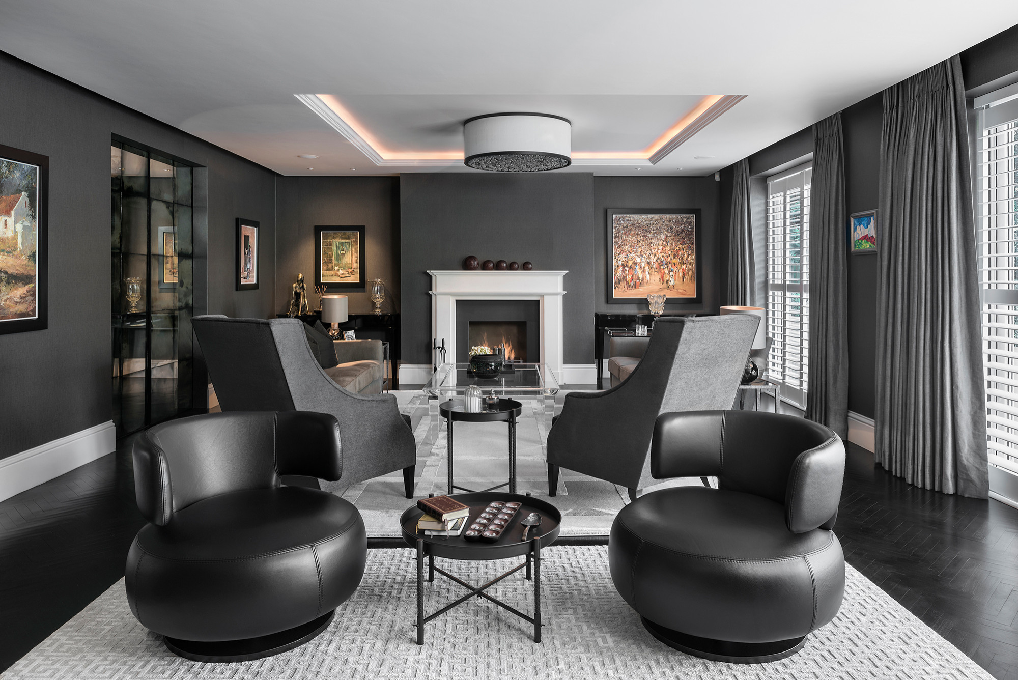 75 Living Room with Black Walls Ideas You'll Love - December, 2025 | Houzz, image size:2000x1336
