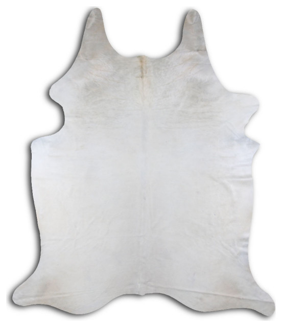 NATURAL HAIR ON Cowhide Rug DE WHITE, 5'x7' to 6'x8' Southwestern