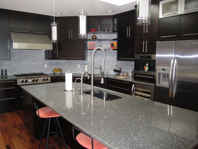 Espresso Kitchen with large island. - Modern - Kitchen - Vancouver - by ...