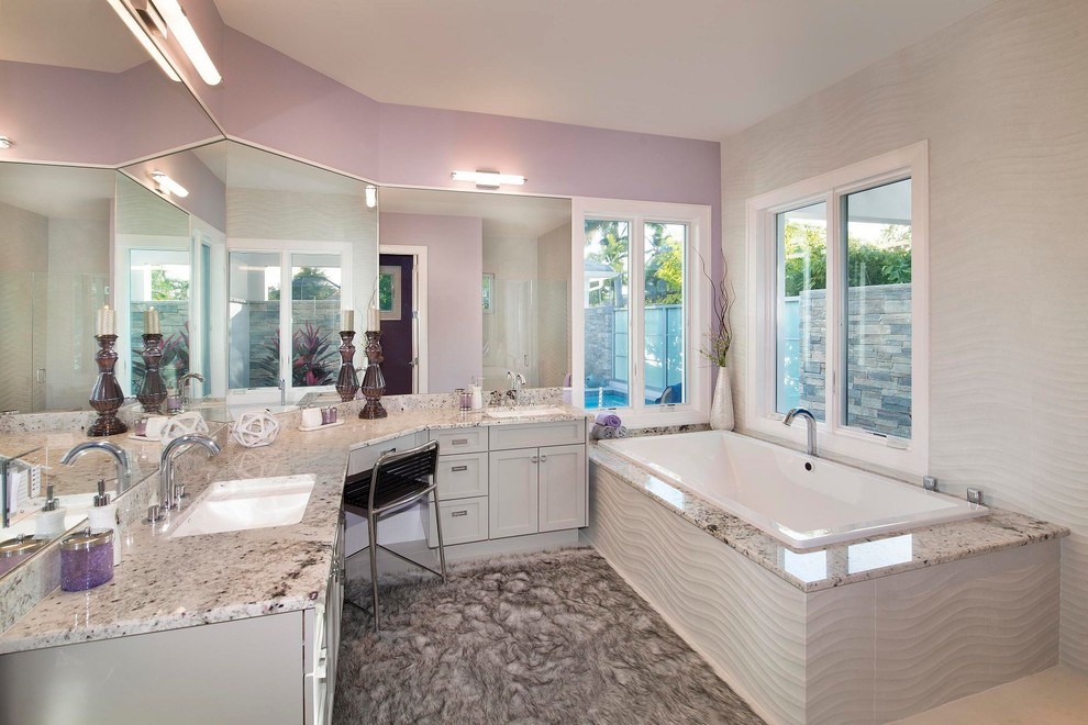 Large transitional bathroom in Miami.