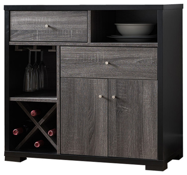 Dual Tone Wooden Wine Black & Distressed Gray Transitional