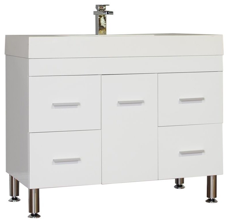 Greenville 39" Single Modern Bathroom Vanity, White Contemporary