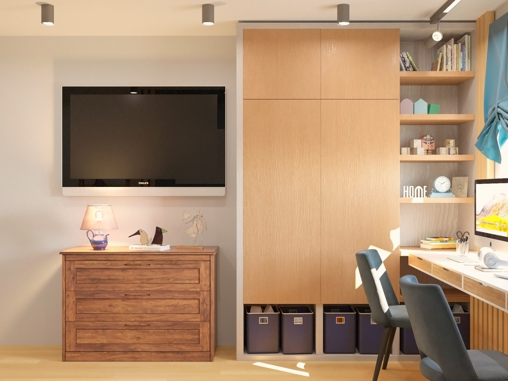 Детская комната для 2-х девочек в голубых тонах