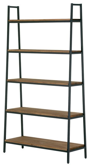 Ailis 71 5 Brown Pine Wood Metal Frame Etagere Bookcase Five Shelf Ailis 71 5 Brown Pine Wood Metal Frame Etagere Bookcase Five Shelf Media Tower