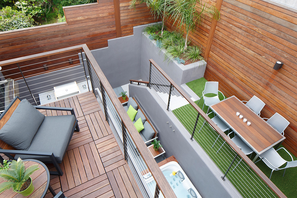 This is an example of a contemporary backyard patio in San Francisco.