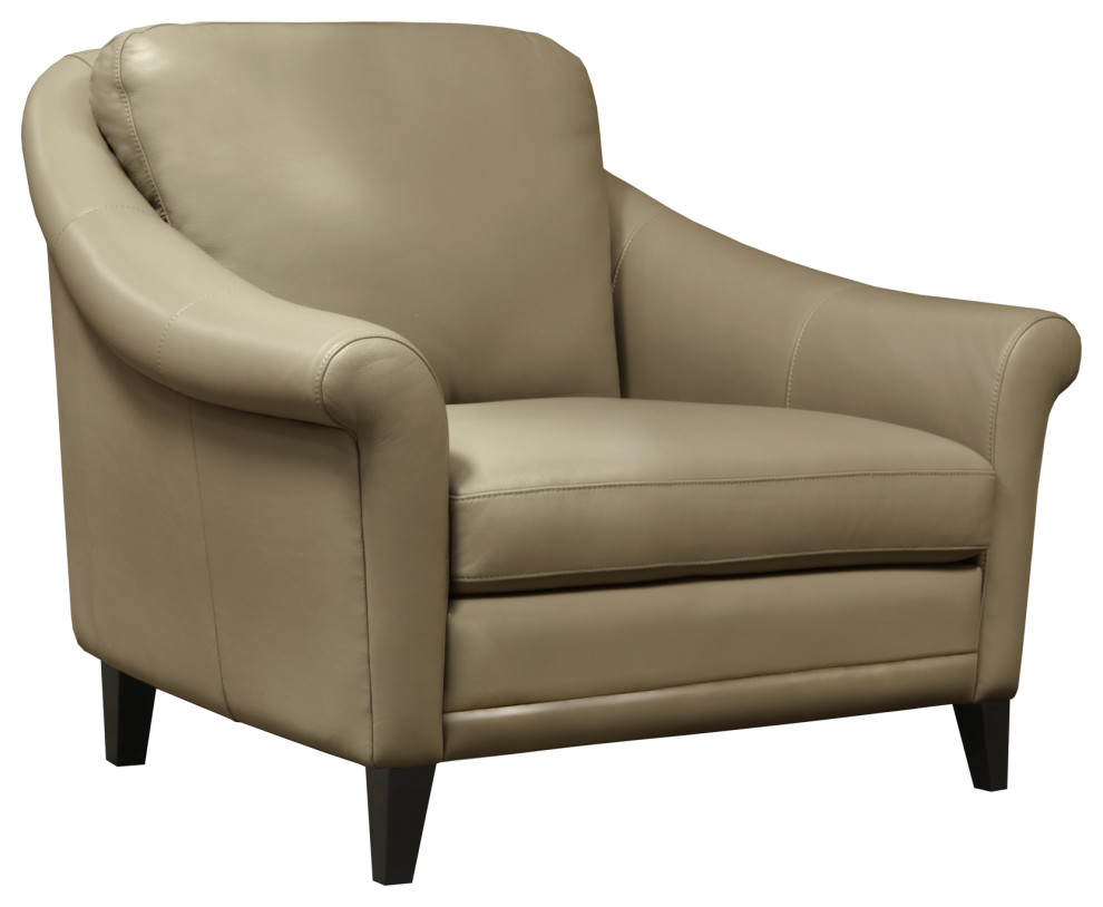Sienna Genuine Leather Midcentury Modern Armchair Contemporary