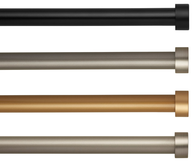 28-48 Adjustable Elrene Home Fashions Serena 1 Window Drapery Single Curtain Rod with Contemporary Cap Finial Black