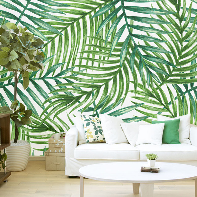 Tropical Palm Leaves, Removable Wallpaper Tropical Wallpaper by