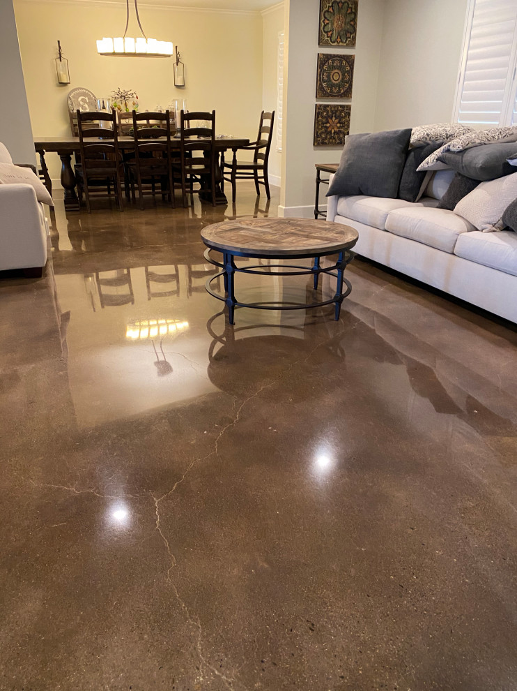 Polished concrete living space